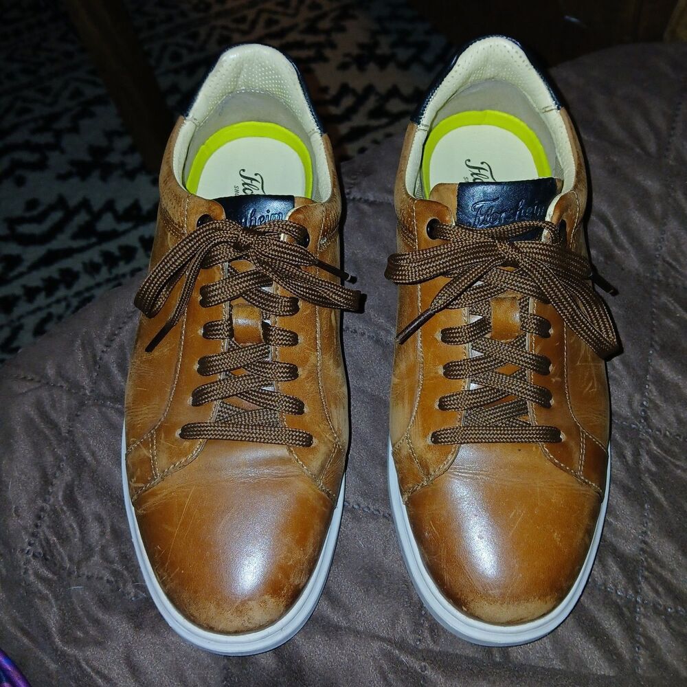 ​Florsheim Men's Crossover Lace-To-Toe Sneakers Cognac Leather 14427-229 Size 8W